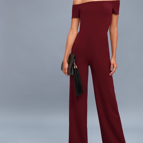Lulus Pants - Lulus Off-the-Shoulder Jumpsuit